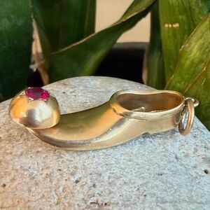 18 karat gold, and Ruby Turkish slipper